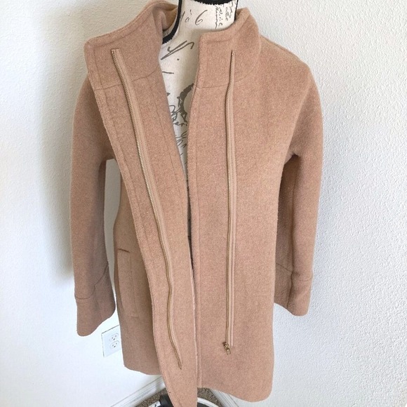 J. Crew City Wool Blend Camel Pea Coat Classic Preppy size 4 style AB945 - Picture 16 of 17
